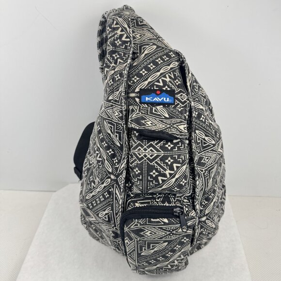 Kavu Handbags - Kavu Geometric Rope Sling Bag Crossbody Purse Backpack Black White Tribal Hiking